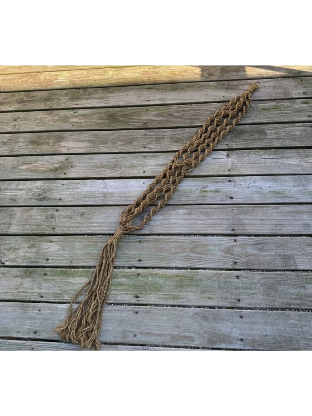 Vintage MCM  double Macrame Plant Holder 60" Long Hanging Planter Basket